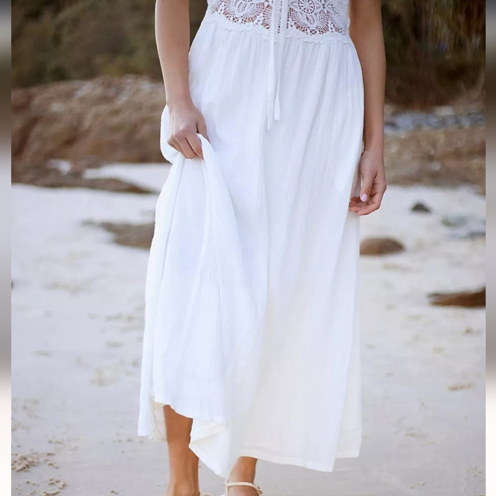 Free People All You Need Is Lace Midi Dress In Ivory - Picture 3 of 7